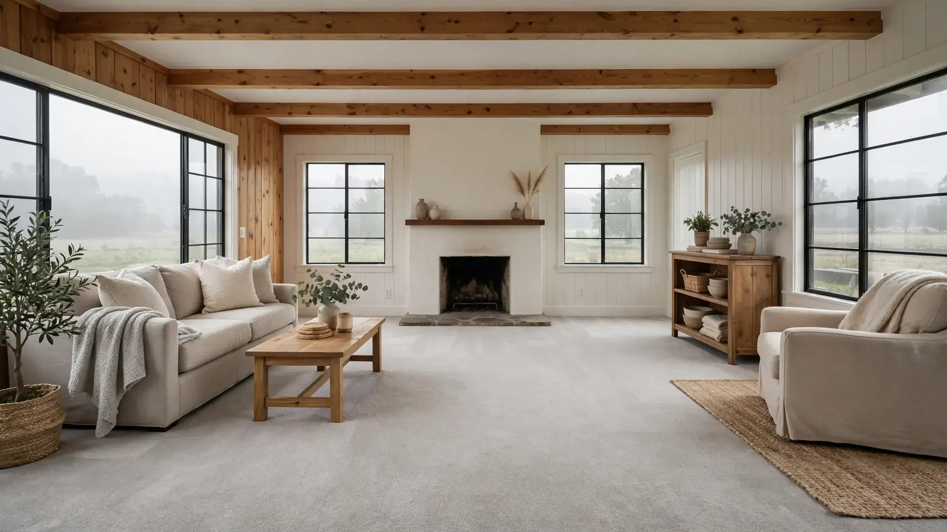 Clean light carpet in a bright Stockton living room with window light and a tidy sofa